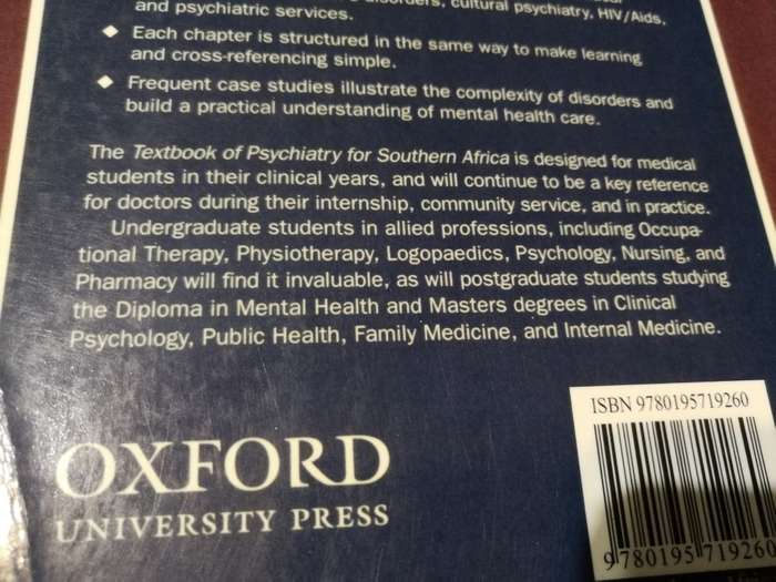 TEXTBOOK OF PSYCHIATRY FOR SOUTHERN AFRICA Ed. ROBERTSON ALLWOOD  and GAGIANO medical therapy