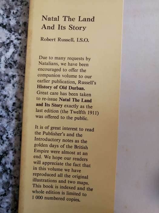 NATAL THE LAND AND ITS STORY BY ROBERT RUSSELL I S O Limited Edition 611 of 1000