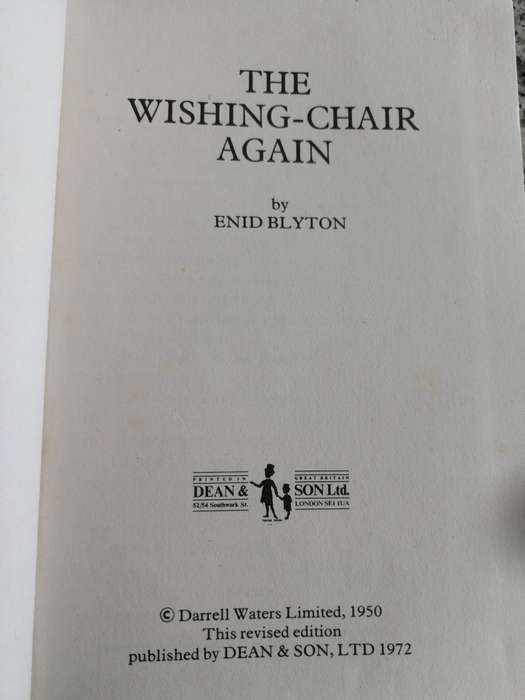 ENID BLYTON THE WASHING CHAIR AGAIN ( 1972 )
