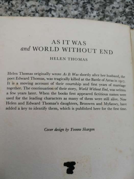AS IT WAS AND WORLD WITHOUT END HELEN THOMAS