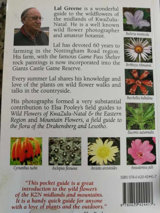 WILD FLOWERS OF KWAZULU NATAL MIDLANDS & DRANKENSBERG by LAL GREENE Pocket size