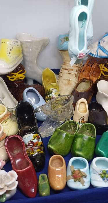 Collection of porcelain , pottery glass shoes