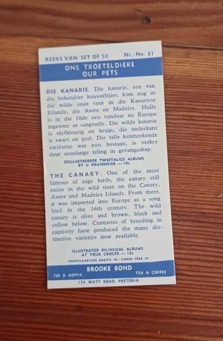 70 Brookebond cards