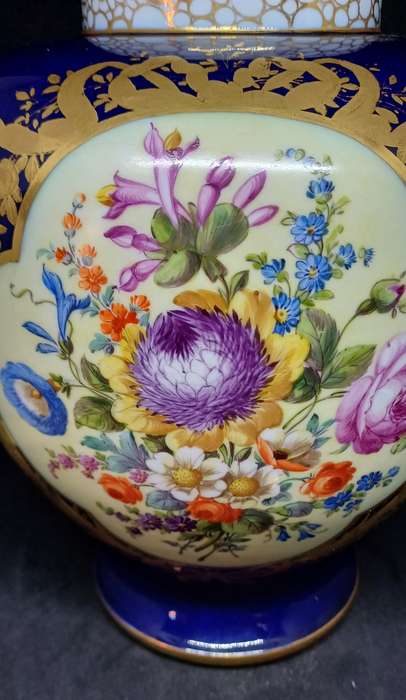 ANTIQUE DRESDEN JAR WITH LID