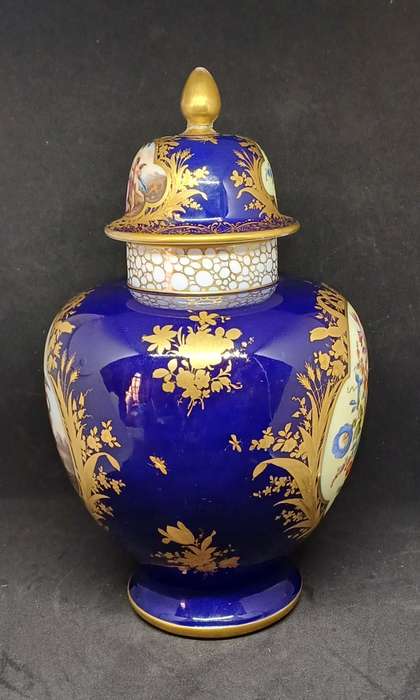 ANTIQUE DRESDEN JAR WITH LID