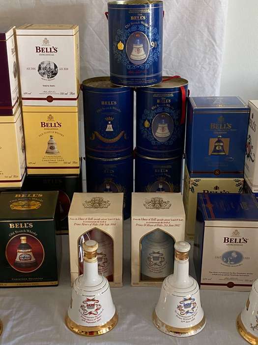 Bells Whiskey Decanters & Christmas Calendar Decanters, Collection 38 pieces, sealed, R48800