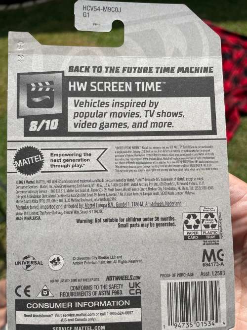 Hot wheels Back to the future long card