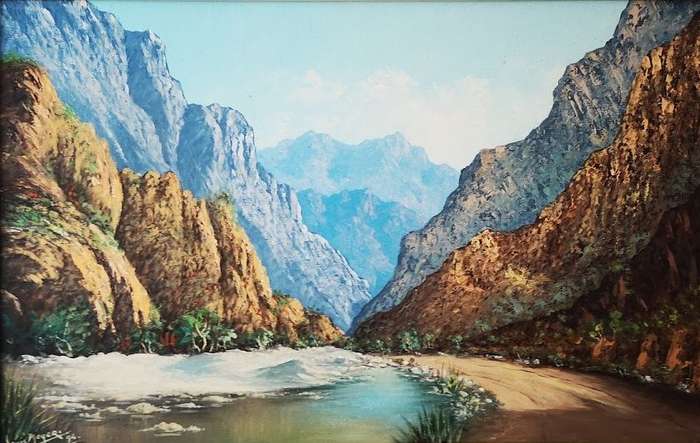 Louis Meyer (SA) Oil on Board - Meieringspoort Mountain Pass, signed 1994