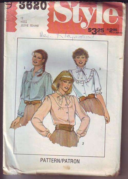 Style sewing Pattern  no 3620  used pattern   size 12