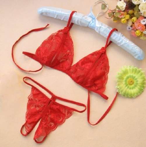 Seductive Lace Bras Set with Opened Bras and Crotch (L/XL)