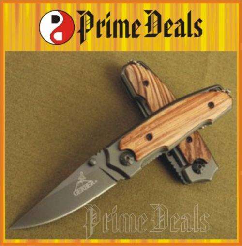 3 to Go!! GERBER X18 POCKET KNIFE - Titanium Plated Stainless Blade! Wood Handle - GR8 QUALITY!