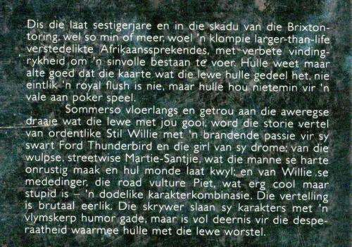 Joburg die Blues en 'n Swart Ford Thunderbird  --  Vincent Pienaar - Geteken