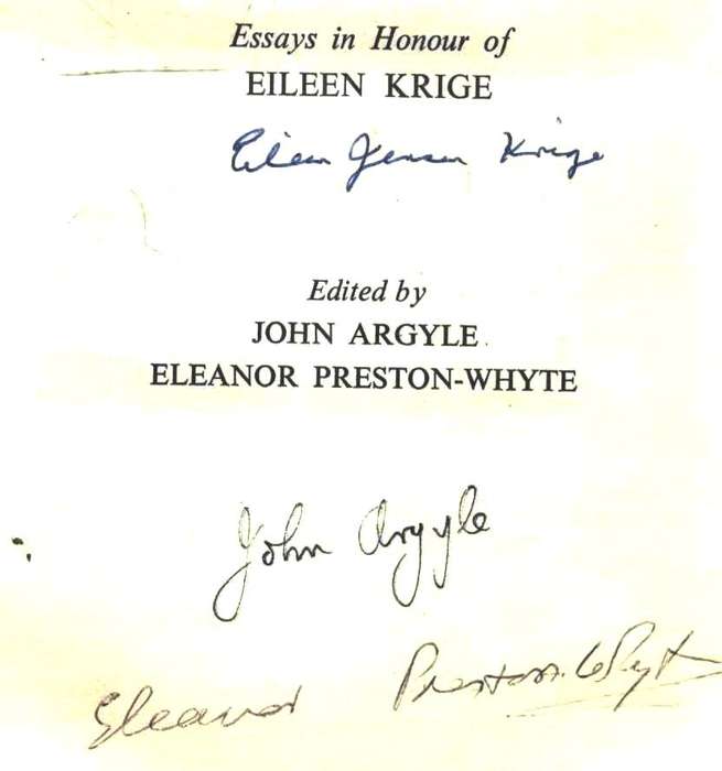 Social System and Tradition in Southern Africa  --  Eileen Krige  --  Signed