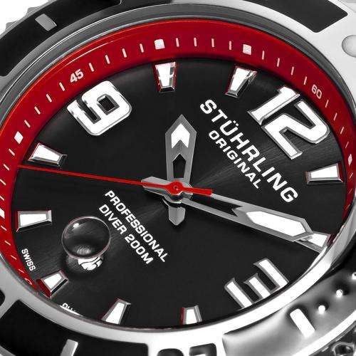 STUHRLING Regatta Oversized Pro Diver Swiss Quartz Mens Watch