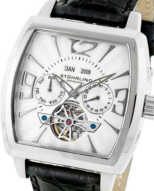 STUHRLING Special Reserve Normandy Automatic Skeleton Mens Watch