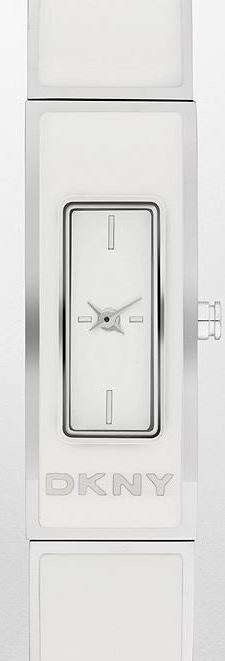 DKNY Stainless Steel & White Enamel Ladies Bangle Watch