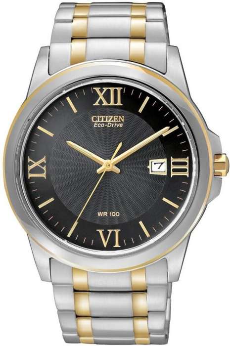 Authentic CITIZEN Eco-Drive Two Tone Stainless Steel Mens Watch