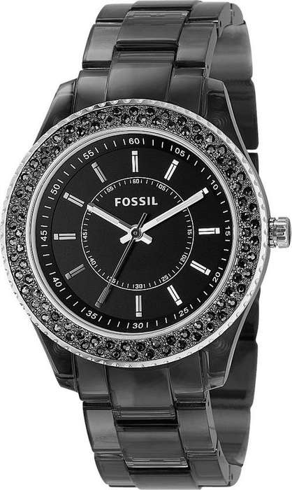 FOSSIL Stella Crystal Black Resin Ladies Watch