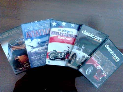 4 New dvd's -Story of Aviation, Harley Davidson, classic cars etc