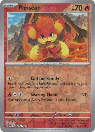 Pokemon Trading Card Game - Pansear - 020/182 - Common Reverse Holo Scarlet & Violet: Paradox Rift