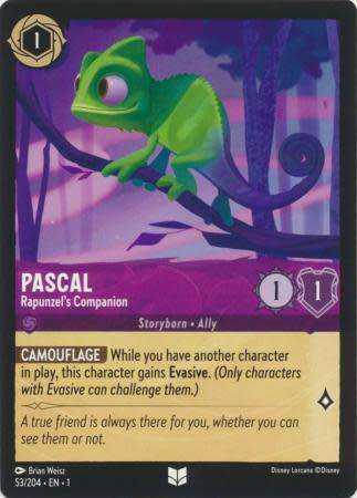 Disney Lorcana Trading Card Game - Pascal - Rapunzel's Companion - 53/204 - Uncommon The First Chapt