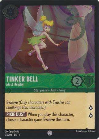 Disney Lorcana Trading Card Game - Tinker Bell - Most Helpful - 93/204 - Common Cold Foil The First