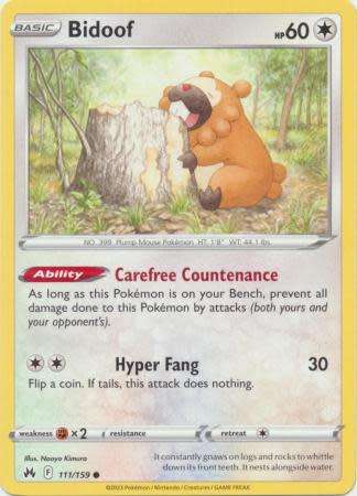 Pokemon Trading Card Game - Bidoof - 111/159 - Common Crown Zenith