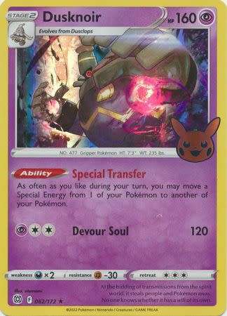 Pokemon Trading Card Game - Dusknoir - 062/172 - Holo Rare Trick or Trade 2022 Promo