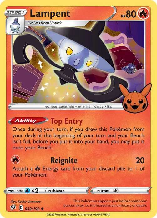 Pokemon Trading Card Game - Lampent - 032/192 - Uncommon Trick or Trade 2022 Promo