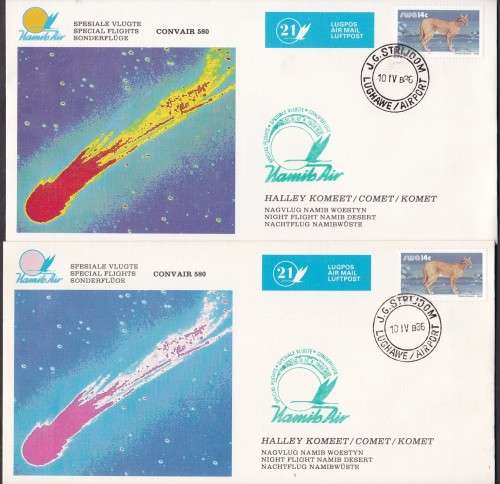 SWA - NAMIB AIR FLIGHT COVER NO.21, VARIETY=MISSING YELLOW COLOUR & NORMAL FDC, FINE-BOTH AS 1 LOT!!