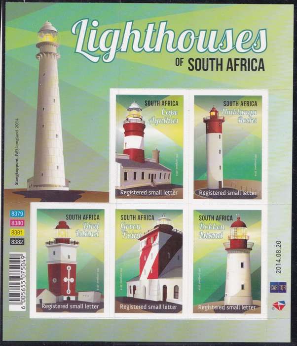 RSA - LIGHTHOUSES OF SOUTH AFRICA, FULL SHEET - FINE U/M-REGISTER LETTER STAMPS-FACE VALUE R208.50