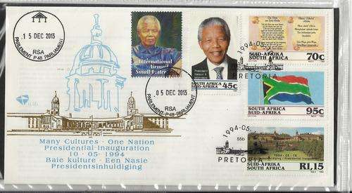 MANDELA 6.3C INAUGURATION FDC-EXTRA STAMP AND PARLIAMENT CANCELS 5 DEC & 15 DEC 2013
