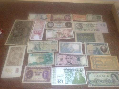 BANKNOTES-SMALL LOT OF 20 ASSORTED-CIRCULATED,MOST FINE,ODD FAULTY NOTE