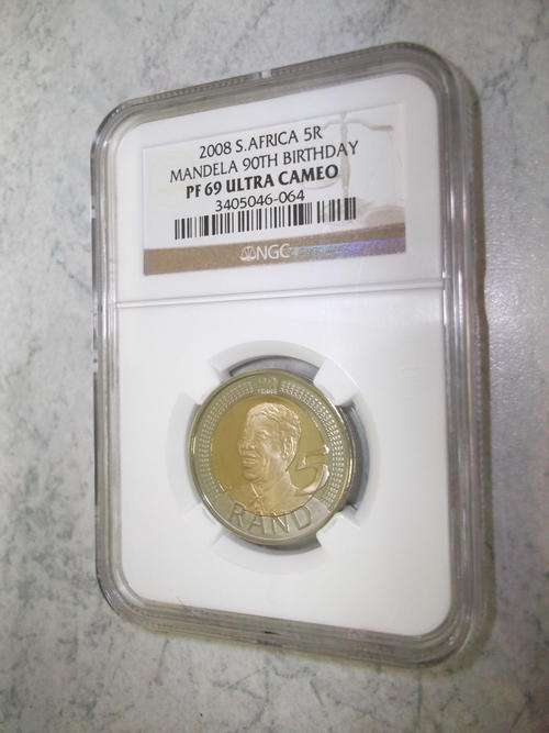 ## MANDELA 90TH BIRTHDAY R5 NGC PROOF 69 ULTRA CAMEO ##