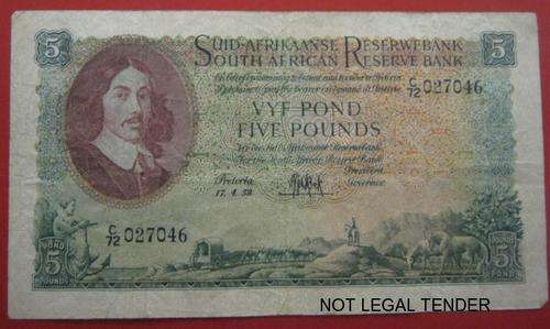 *** 5 POUNDS - MH DE KOCK NOTE - C72 027046 ***