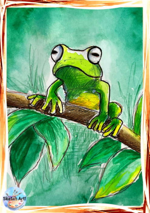 Green Frog by Orlando Castro - NFT Original Art