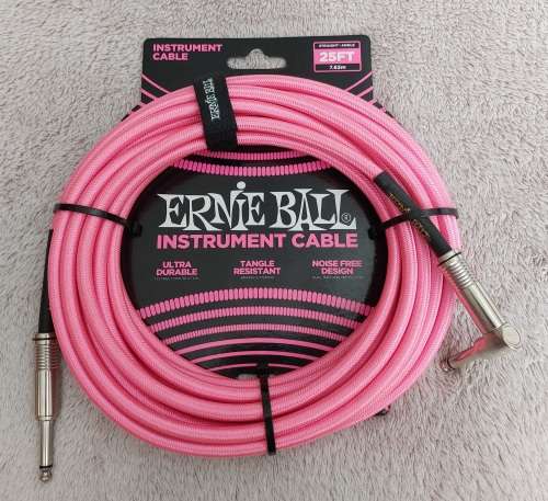 Ernie Ball Braided Instrument Cable - Pink - 7.6 Meter