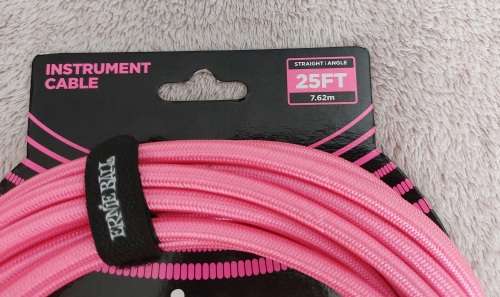 Ernie Ball Braided Instrument Cable - Pink - 7.6 Meter