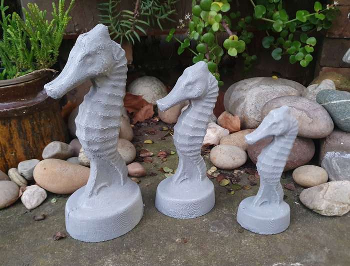Art Deco Seahorse Statue Set of 3