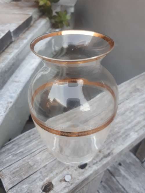 Retro JG Durand France Crystal Vase Handpainted In Gold