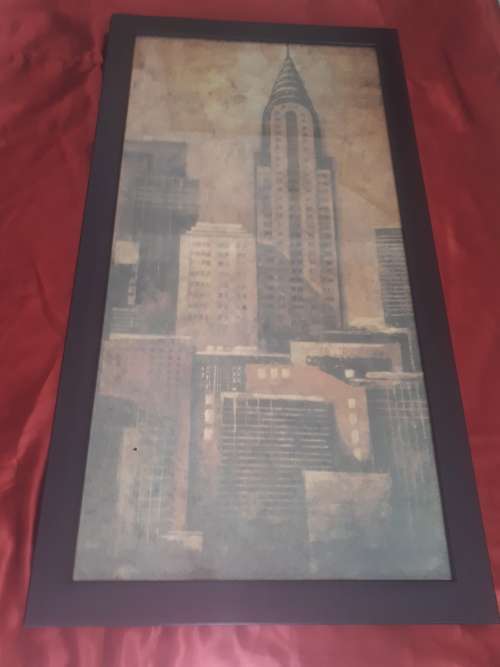 Stunning Glass framed Mixed Media Chrysler Building NY