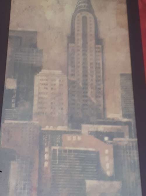Stunning Glass framed Mixed Media Chrysler Building NY