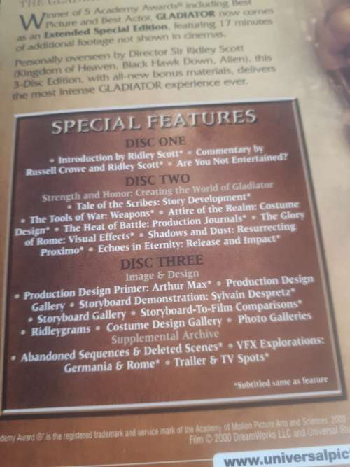 Rare 2005 GLADIATOR 3 Disc Extended Special Edition DVD Boxset