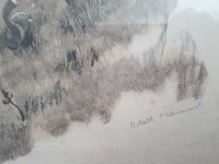 Famous Swiss Artist Robert Hainard (1906-1999) Limited`Numbered` Signed Stone Lithograph `Geese` 54`