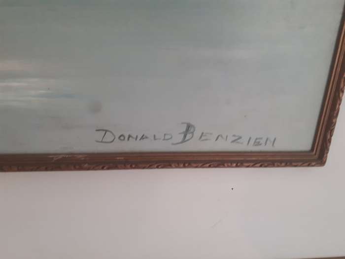 Highly Acclaimed SA Artist Don Benzien Large Oil on Board `Table Mountain` Signed
