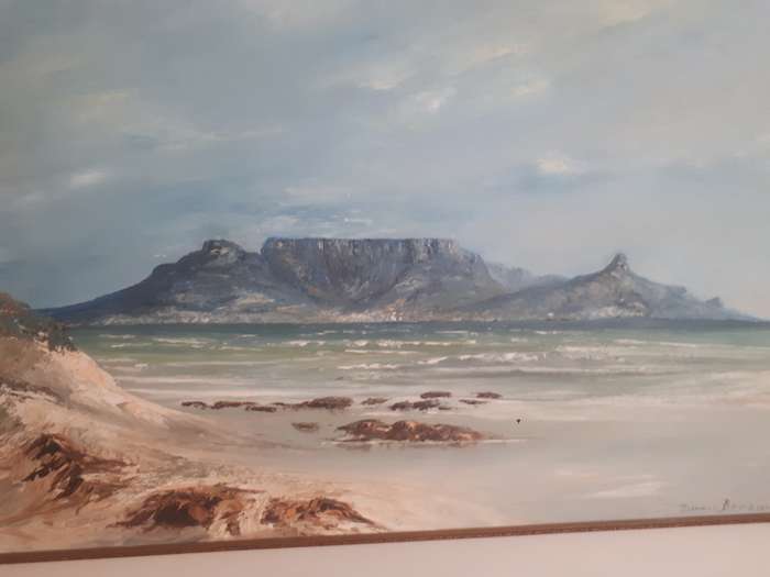 Highly Acclaimed SA Artist Don Benzien Large Oil on Board `Table Mountain` Signed