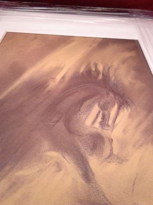 Famous 20th Century Spanish Artist Carlos de Mijas Original Charcoal Drawing `Spanish Wild Horse`