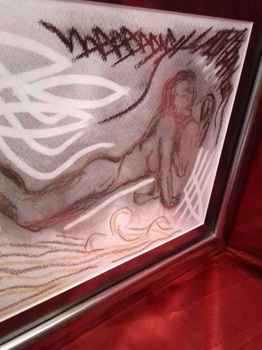 Stunning Framed Pastel Artwork `Two Nude Ladies` - Not Signed