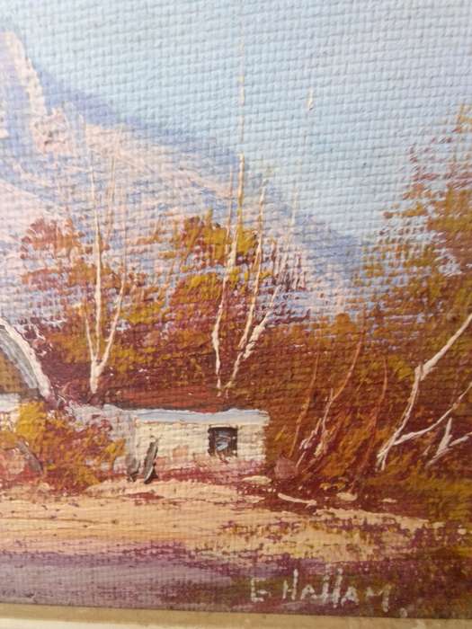 Beautiful Oil on Board `Country Scene` by E. Hallam
