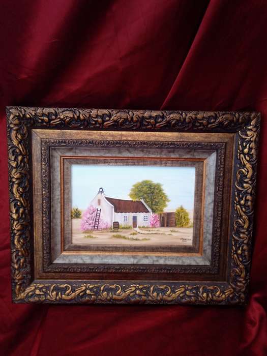 Popular SA Artist Hannes Meintjes (1944 - ) Oil on Board in Beautiful Gold Gilt Frame